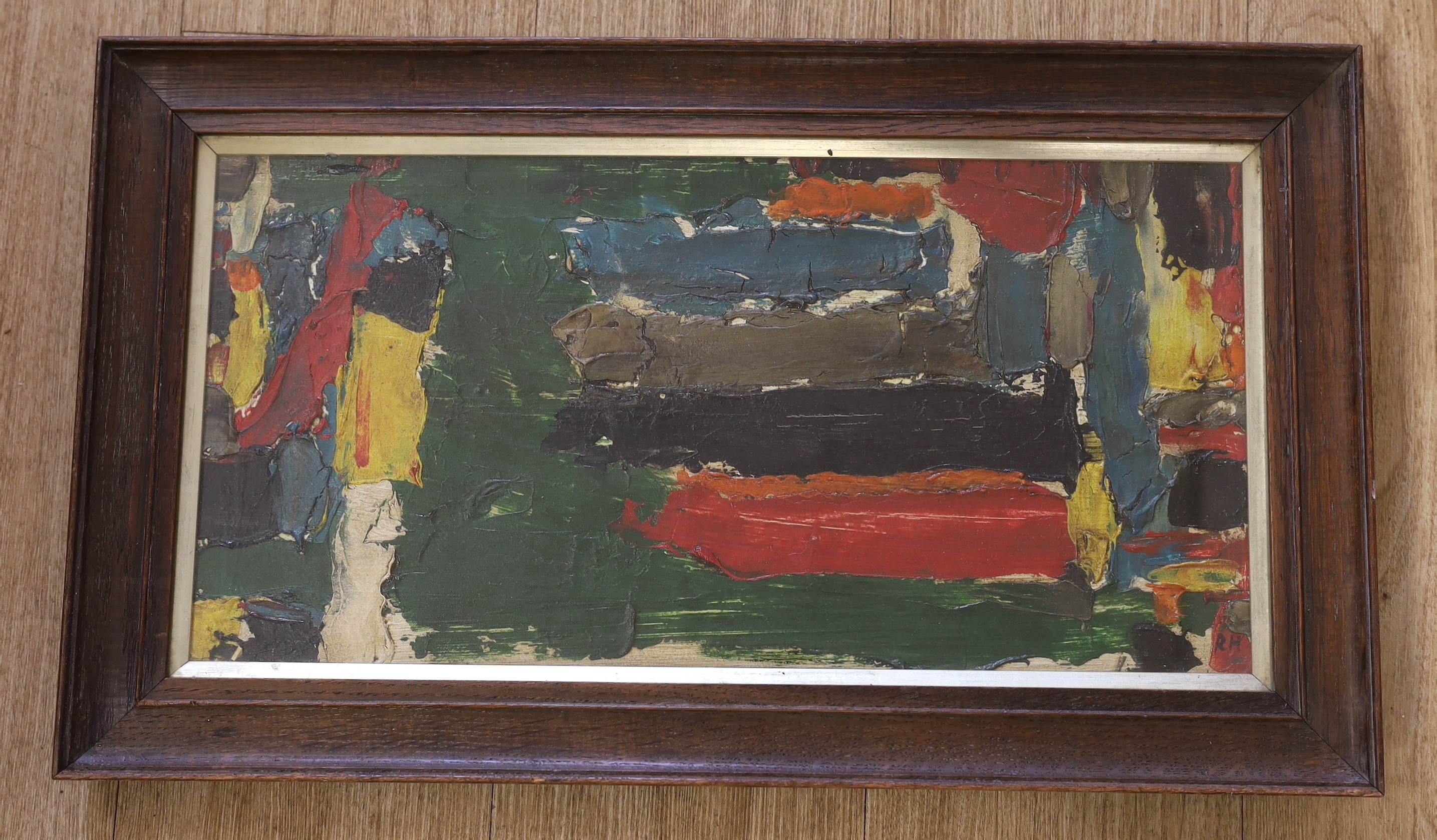 Abstract impasto oil on canvas, Geometric shapes, 49 x 25cm